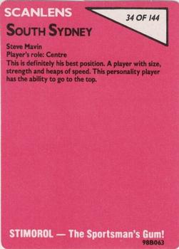 1988 Scanlens #34 Steve Mavin Back